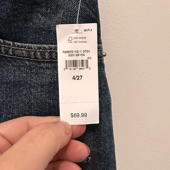 Denim Midi Pencil Skirt - Dark Blue - Picture 2 of 5